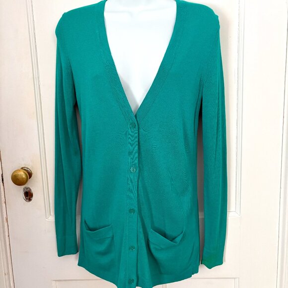 Gap Green, V-Neck  Cardigan Sweater with Front Pockets, Size XS - Picture 1 of 4